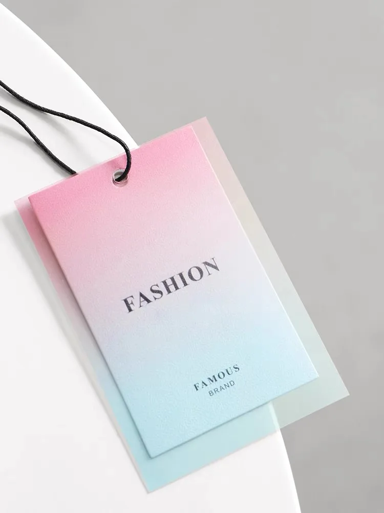 Custom Colorful Transparent Sleeve Garment Hangtag Hang Tag With Wholesale Price Clothes Tag Custom Hair Hangtag