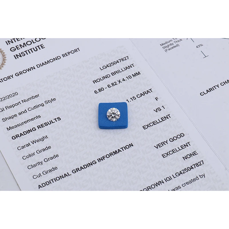 Круглый Алмаз для изготовления ювелирных изделий, CVD 4.03CT F VS1