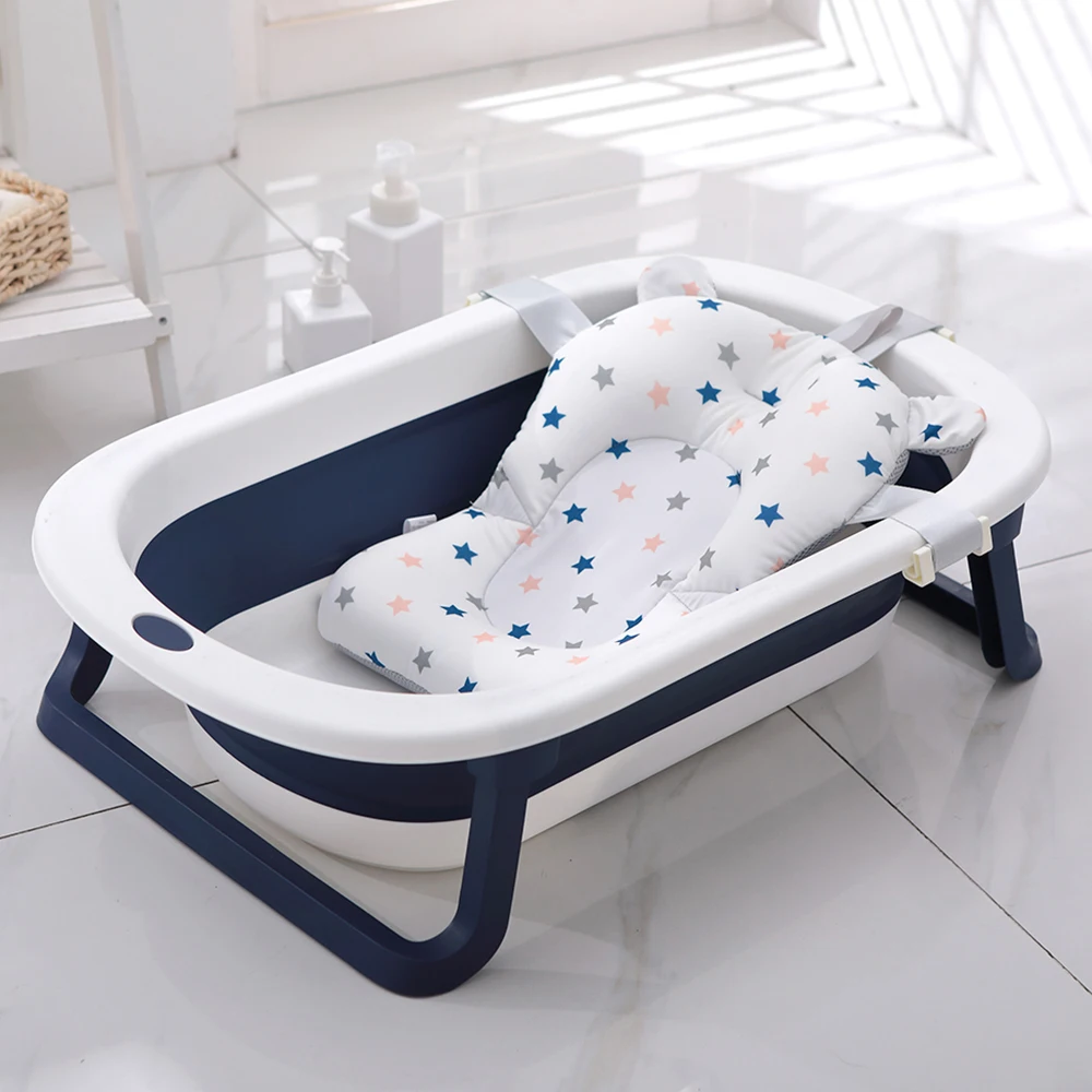 Infant baby bath products plastic foldable standing bathtub set with shower