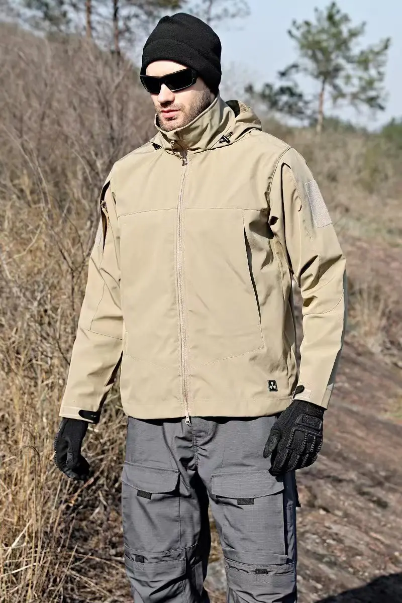 WindBreaker Jacket Beach Tactical Outdoor Softshell Black Waterproof Men Hooded Warm Hunting Jacket With Hood