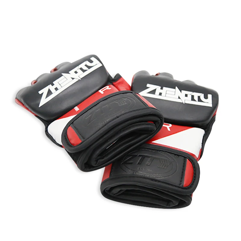 Microfiber Leather Half Finger Gloves Muay Thai Sand Bag Ufc Mma Training Mma  Boxing Gloves
