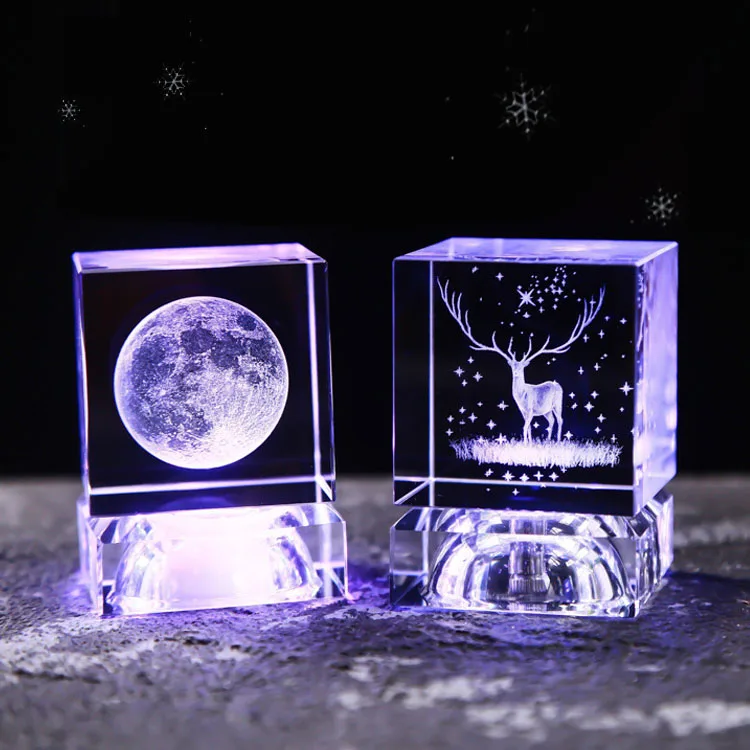 3D Laser Engraving Crystal Cube 40MM 50MM 60MM 80MM Crystal Universe Earth Galaxy Souvenir Crafts Valentine Wedding Gifts