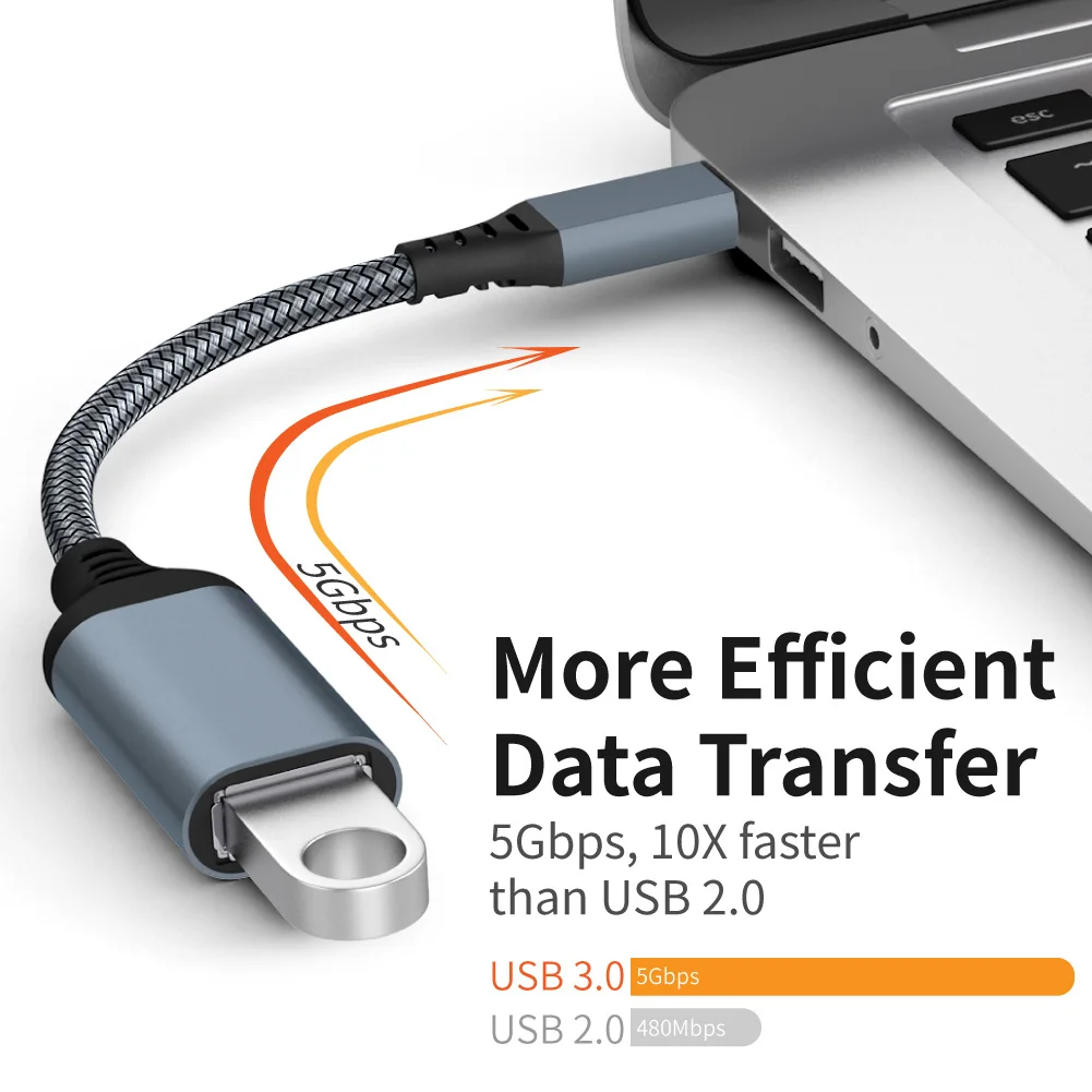 USB C to USB Adapter, Type C 3.0 OTG Cable On The Go Type C Male to USB A Female Adapter Compatible with MacBook