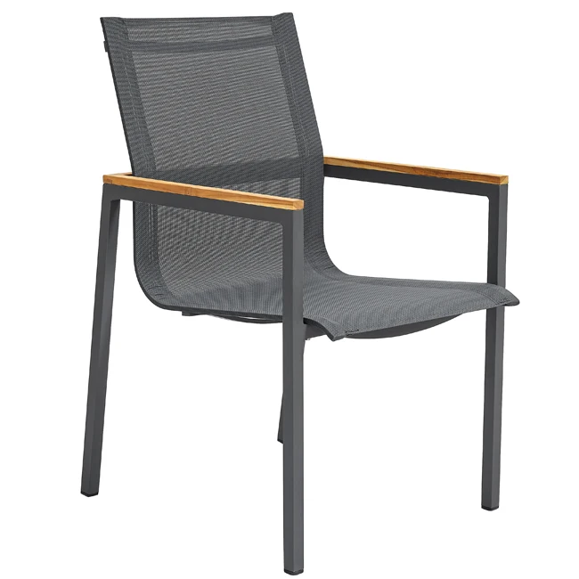 Modern Restaurant Furniture Stackable Grey Aluminum Relax Outdoor Balcony Patio Teslin Dining Chairs