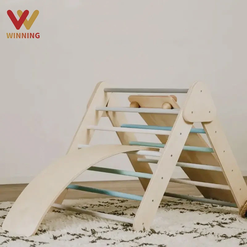 Winning Kids Toddler Transformable Adjustable Foldable Climbing Triangle Indoor Pickler Triangle Set Arch Climbing Set With Ramp