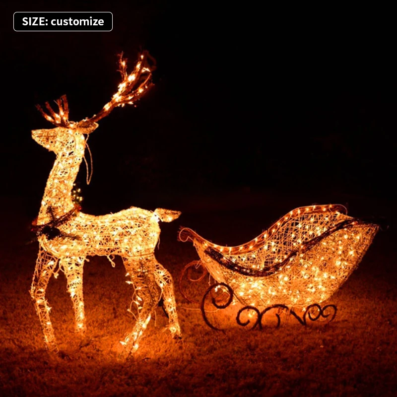 Custom Design Christmas Outdoor Light Show Street Motif Deer Motif Light Outdoor Christmas Decoration Carriage Motif Lights