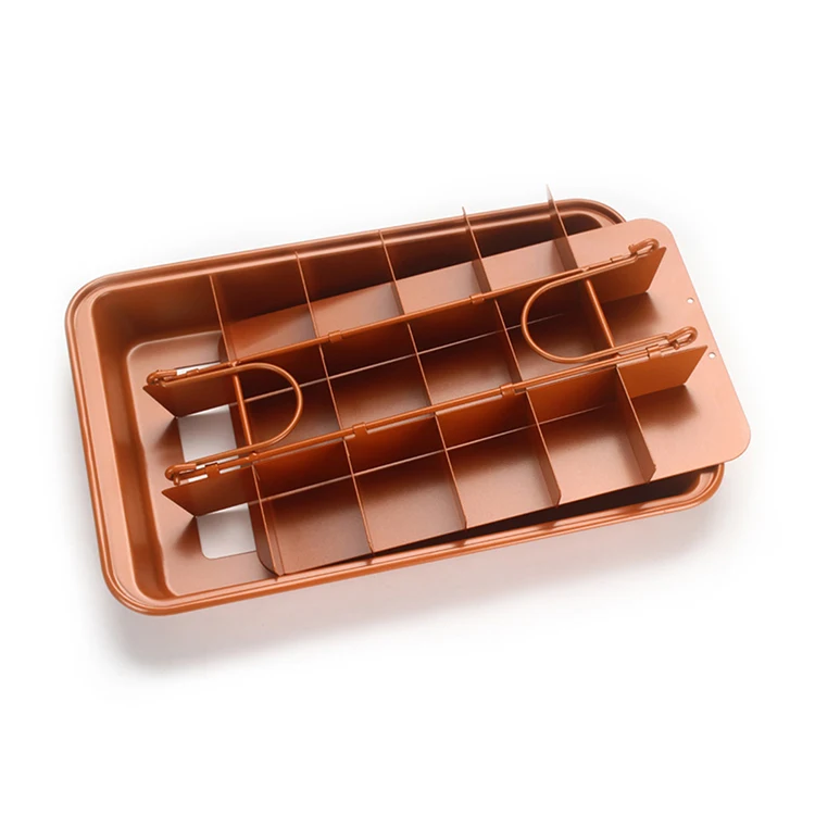 High Quality Non Stick 18 Pre-slice Brownie Baking Tray, Removable Bottom Carbon Steel Bakeware for Oven Baking