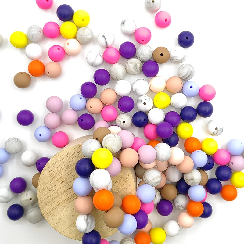 Custom 19mm Round Shape Soft Chew Beads Silicone Teething Beads
