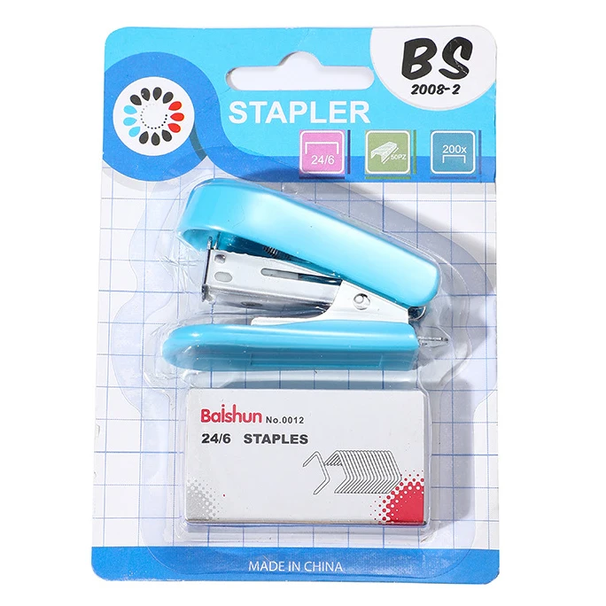 BEYOND Cute Hand held Plastic Standard Mini Office Paper Manual Stapler for School Kids Desk Stationery Set