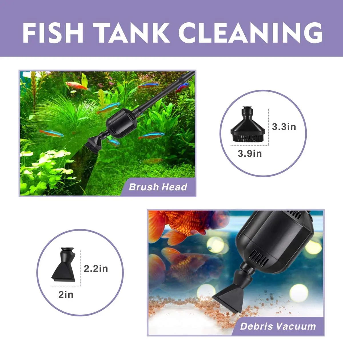 Wholesale Electric Aquarium Gravel Cleaner Vacuum Water Changer Four Spliced Rigid Tubes Quickly Change No Water Accumulation