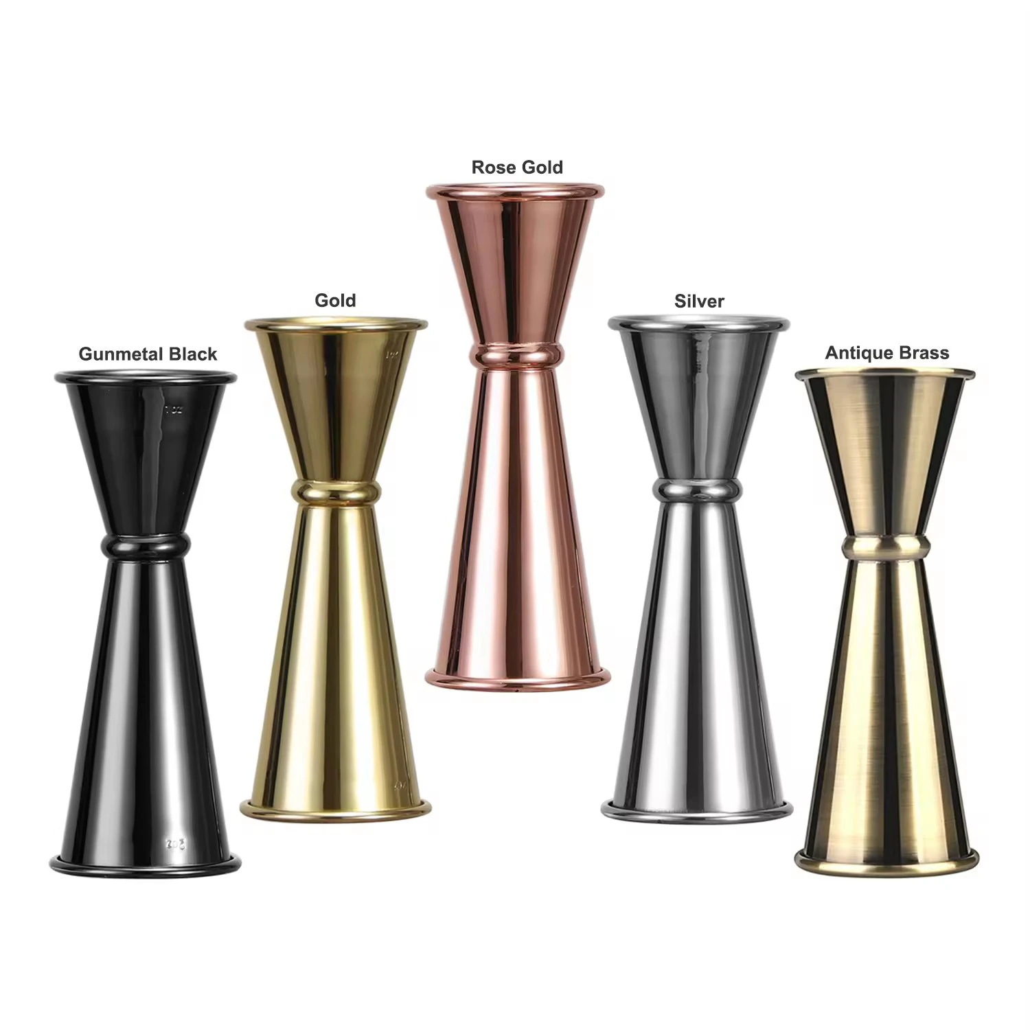 R 304 Stainless Steel Roll-Rim Jigger Measuring Caduated Ounce Cups for Cocktail Bartending Home Party Uup Grse Hotels Bar Tools