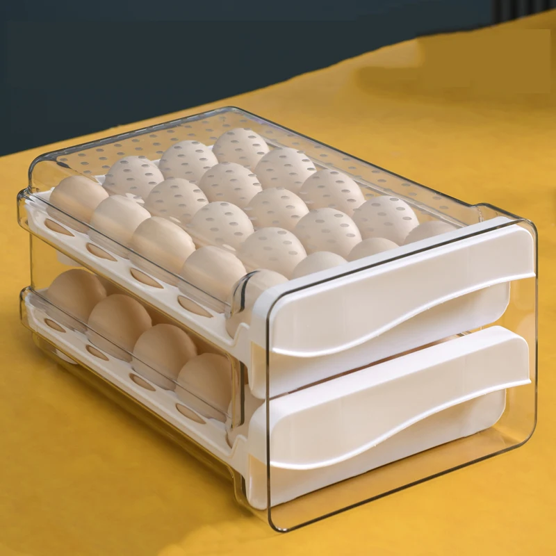 4 Tier Plastic Egg Storage Holder Tray Plastic Storage Box With Lid Storage Boxes plastic Egg Organznier For Refrigerator