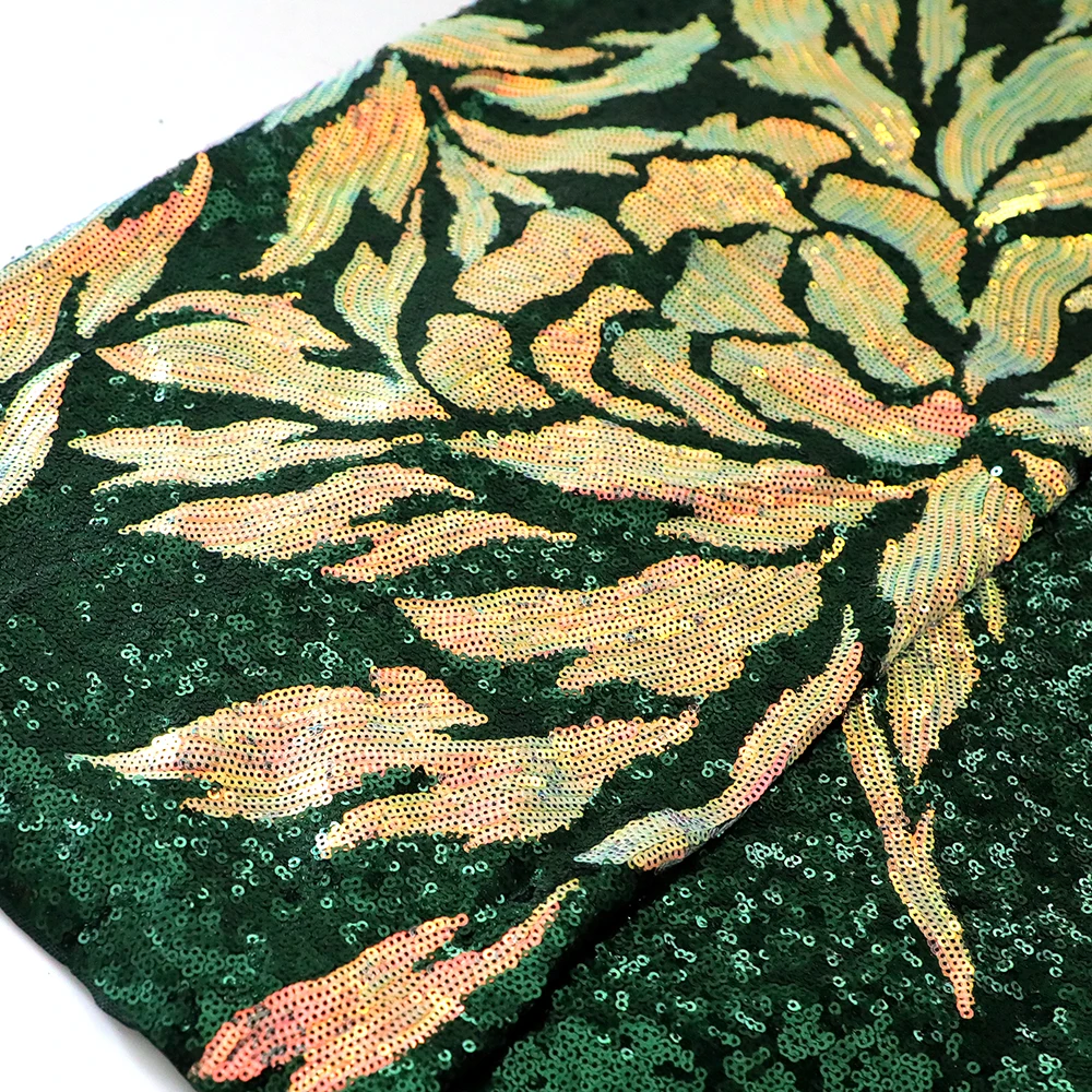 ARCHSTELLA  Floral Iridescent 2-way stretch sequins shiny evening dress fabric