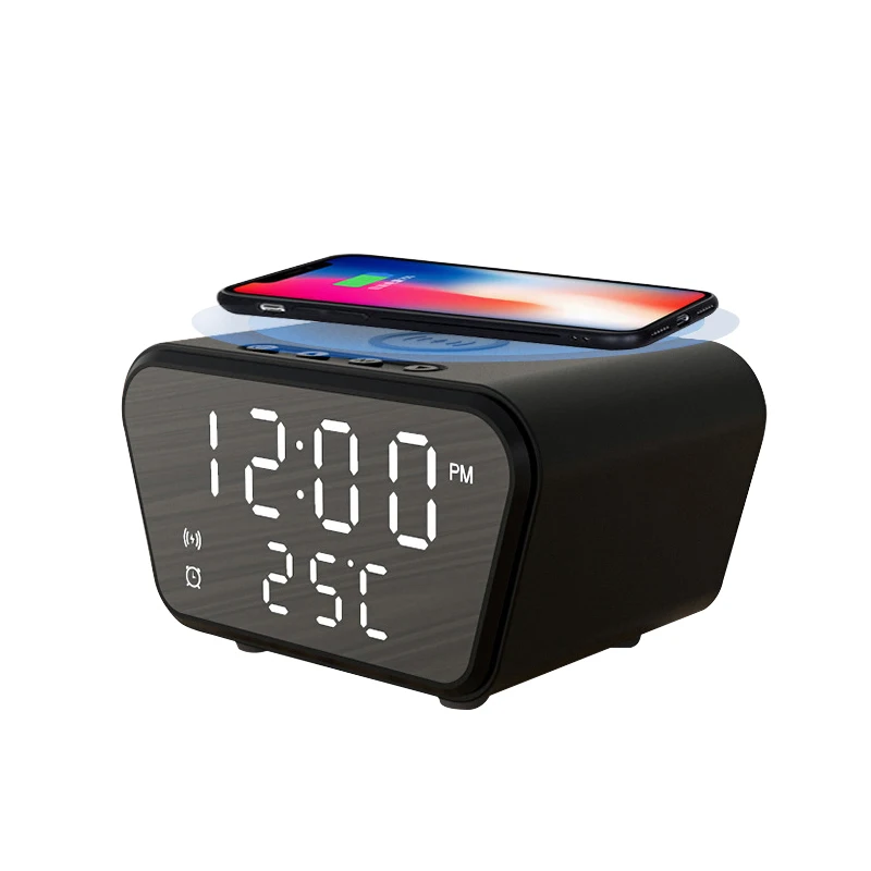 
 Desktop alarm clock wireless charging date time temperature display wireless charging multi-function wireless charger  