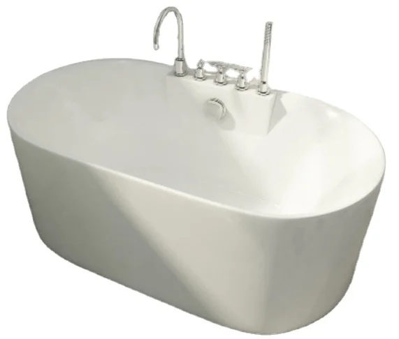 European Style Bathroom Modern Acrylic 1200mm Bathtub for Sale Elegant Curved Design Round Shape Floor Mounted Shower Tub