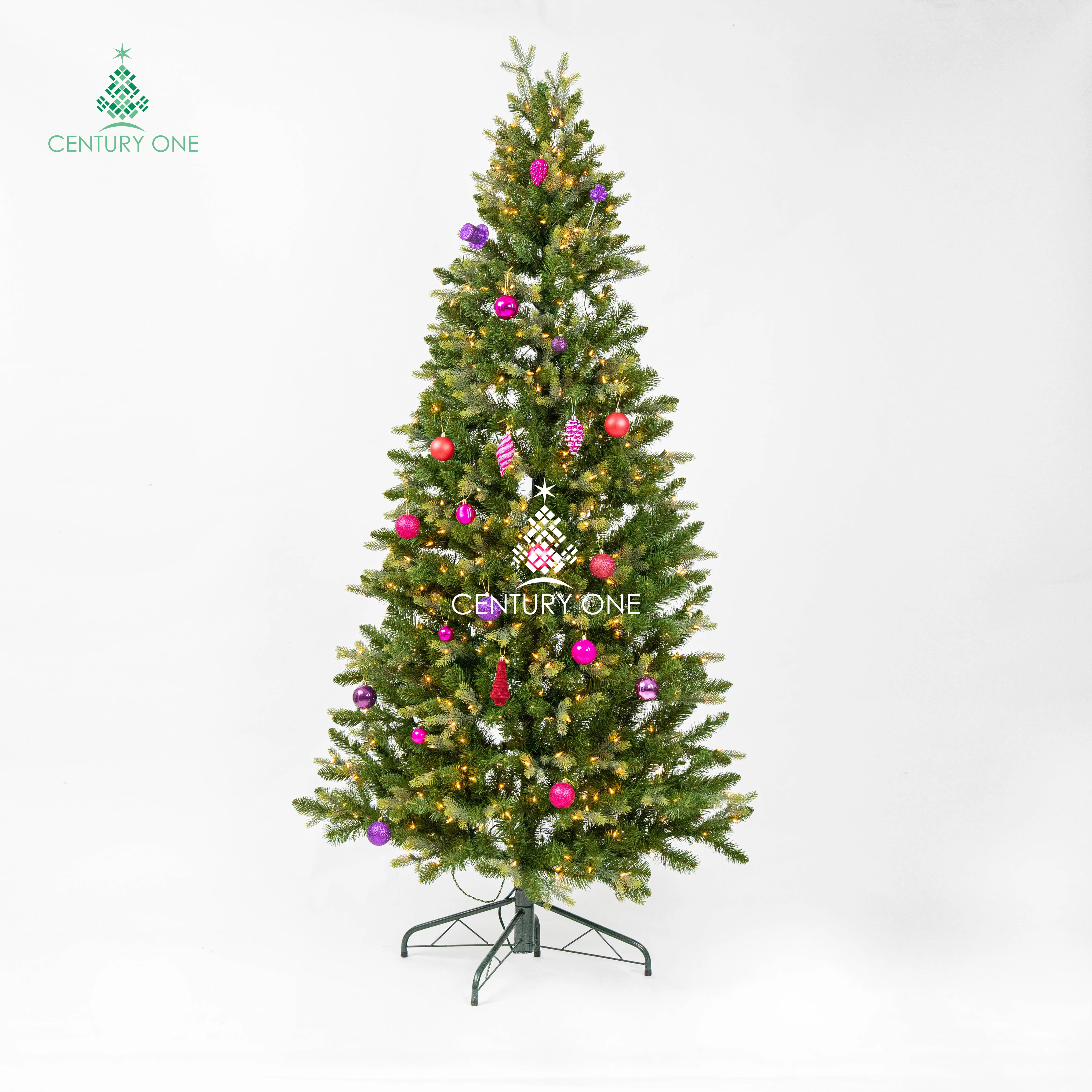 Customized luxury high quality New Year tree flocked hinged structure PE and PVC mixed Christmas tree
