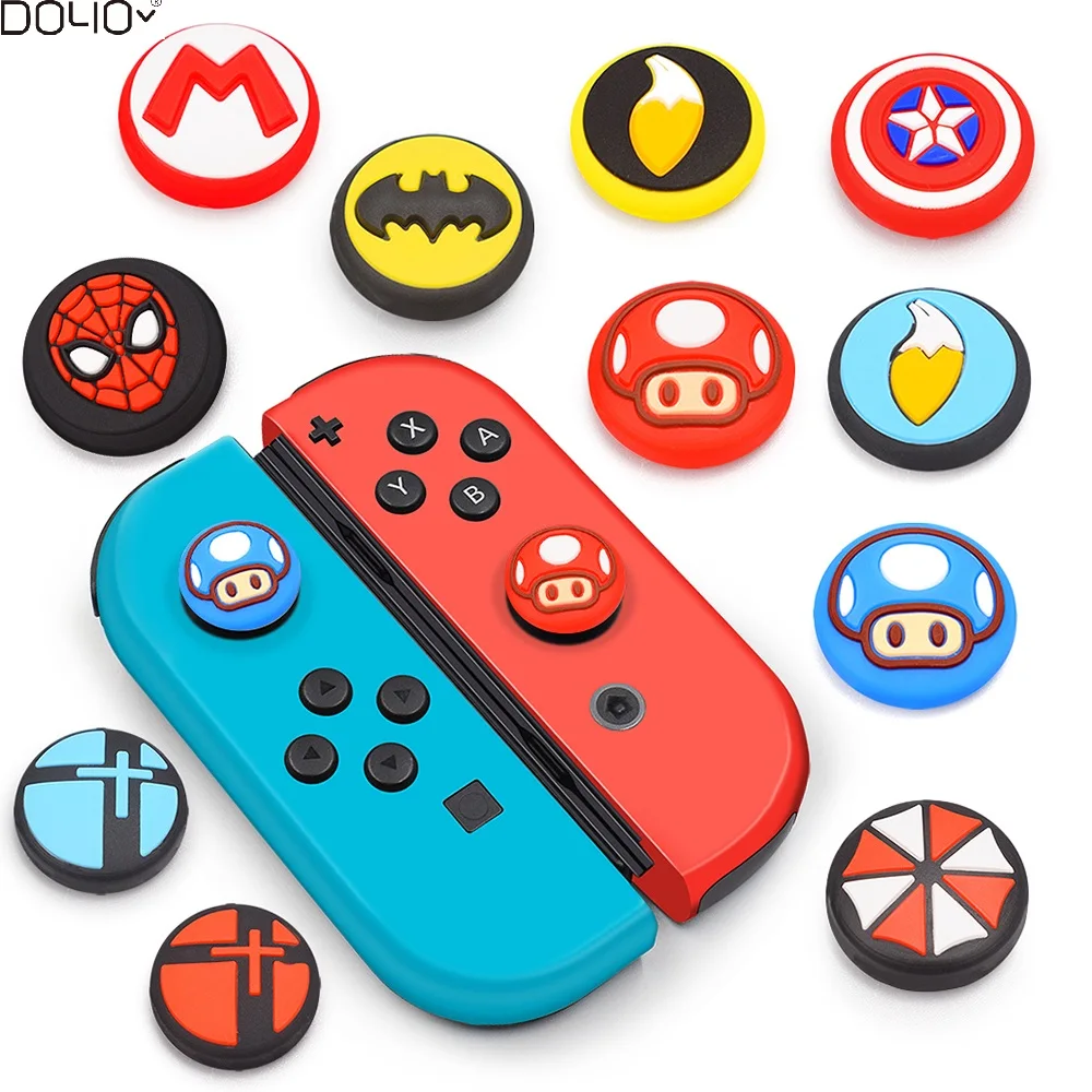 Factory Price  Custom Cute Cartoon Protective Silicone Switch Thumbstick Grip  Case Cover For Nintendo Switch