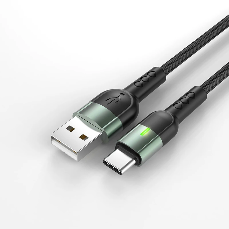 OEM factory smart power off and fast charging type c type data cable fast charging 2.4 usb-c fast charger data cable
