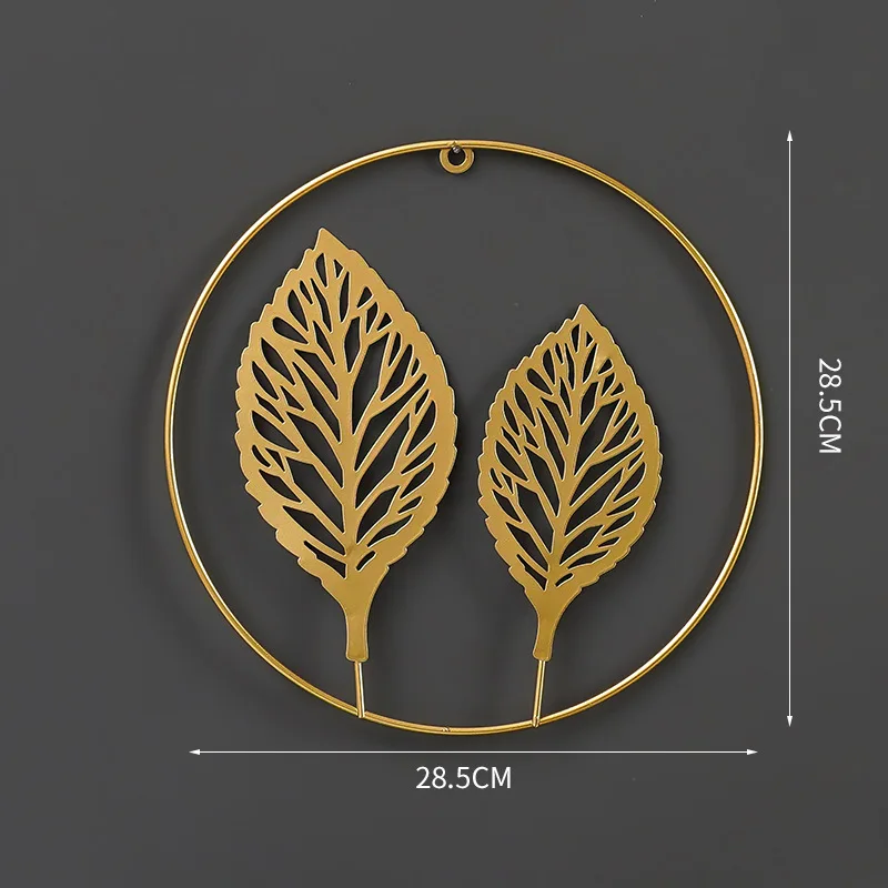 Small size  Wrought Iron Wall Sculptures Gold Metal Ginkgo Maple Metal Round Leaves Wall Hanging Decor