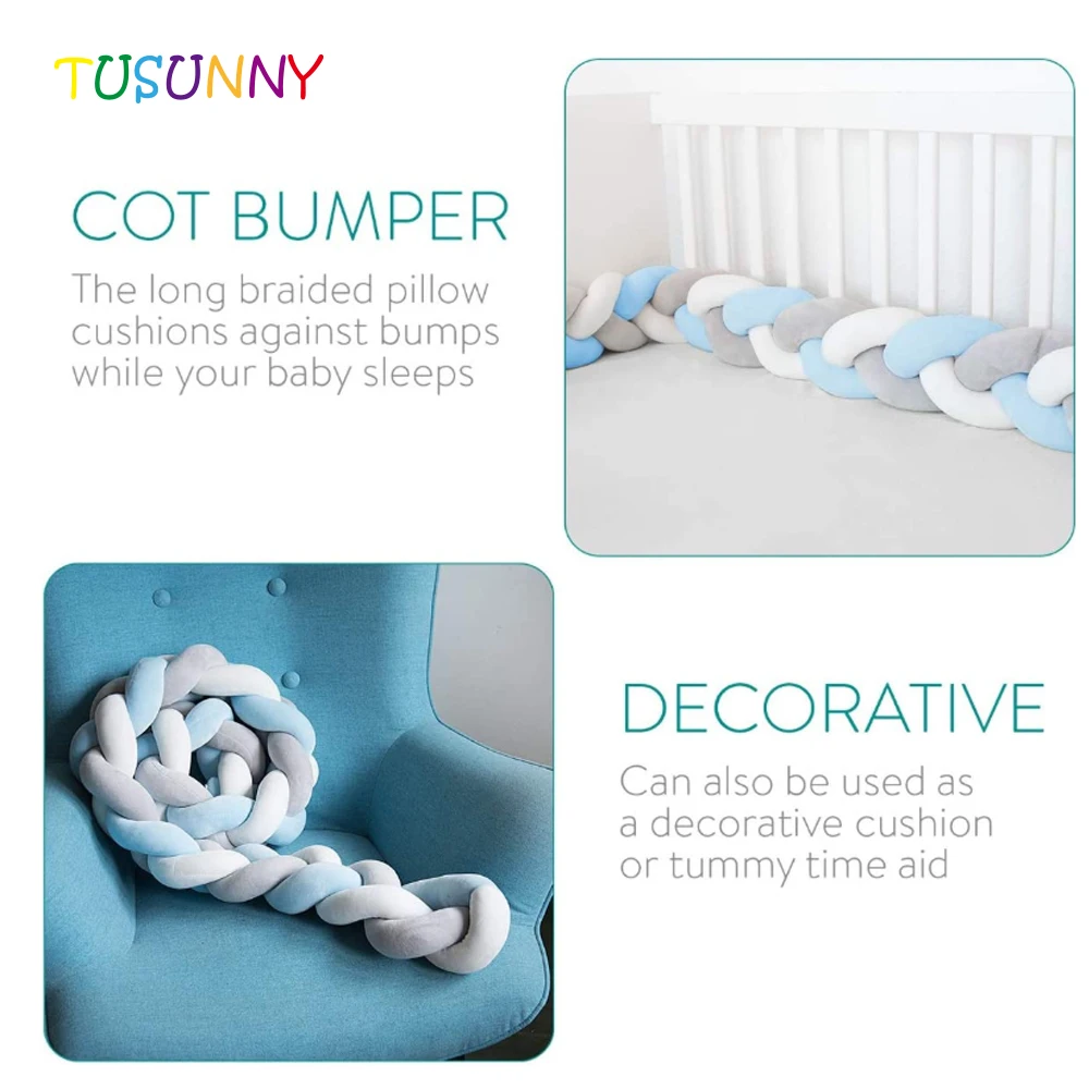Newborn Bumper Mat Baby Bed Knotted Braided Plush Crib Cot Bedding Protector Bumper