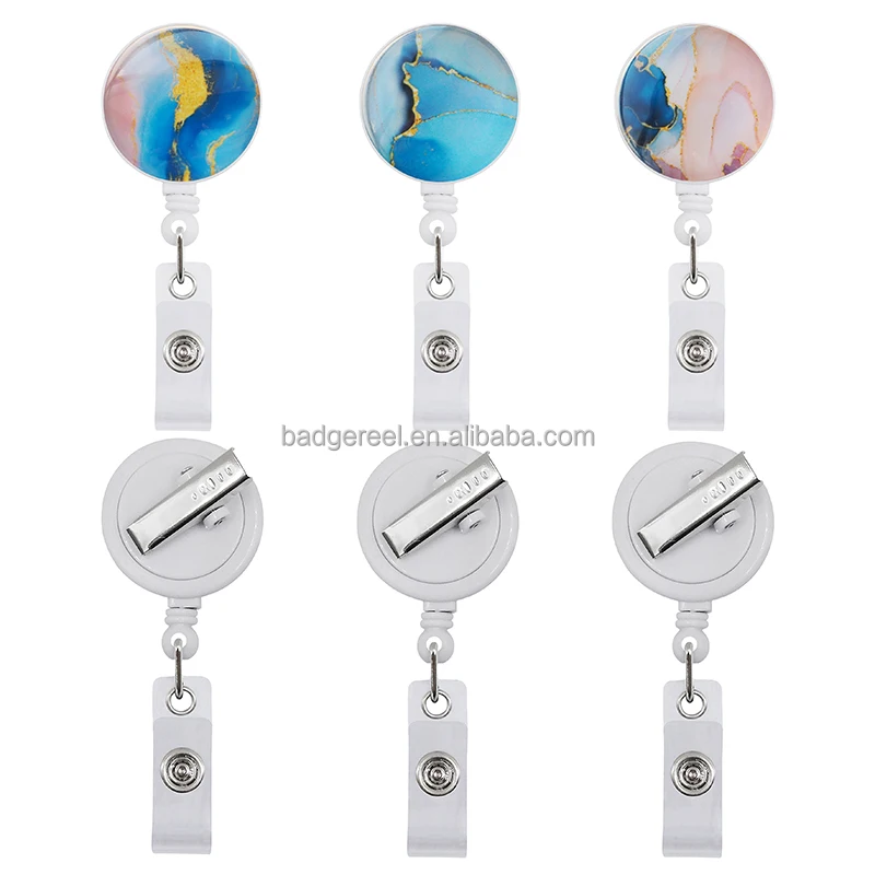 custom durable healthcare crystal radiology name heavy duty retractable badge holder reel