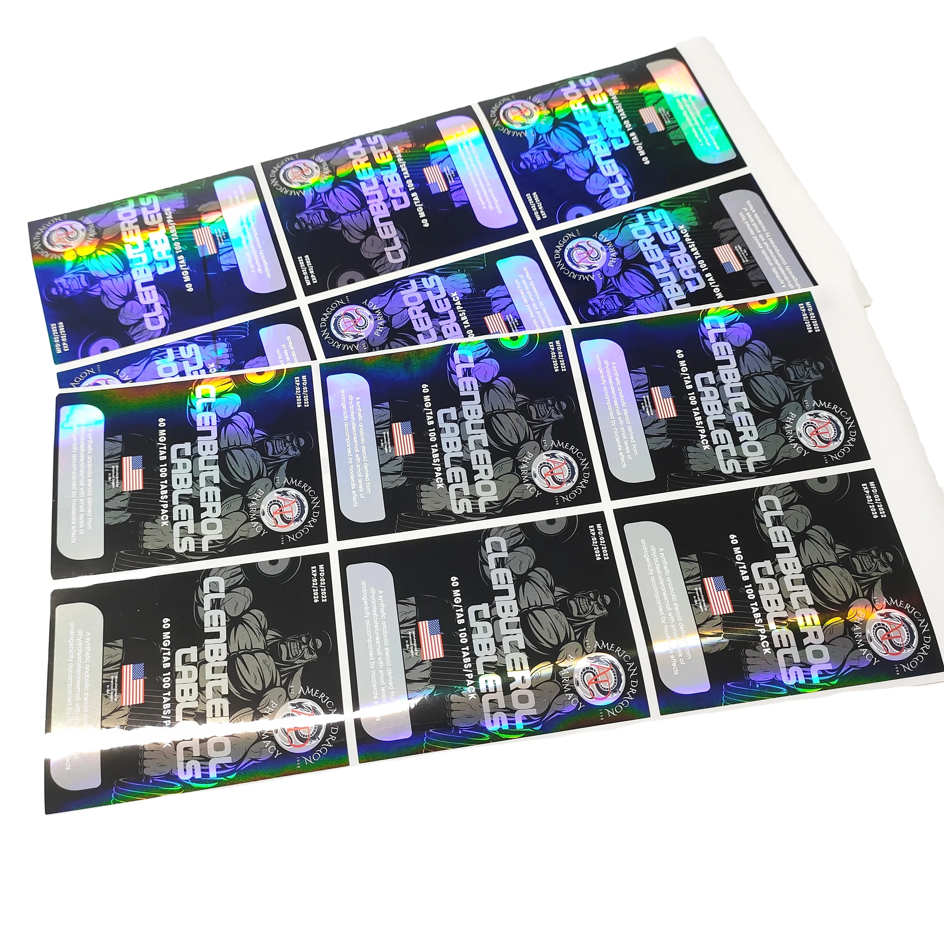 10ml hologram test adhesive sticker vial label