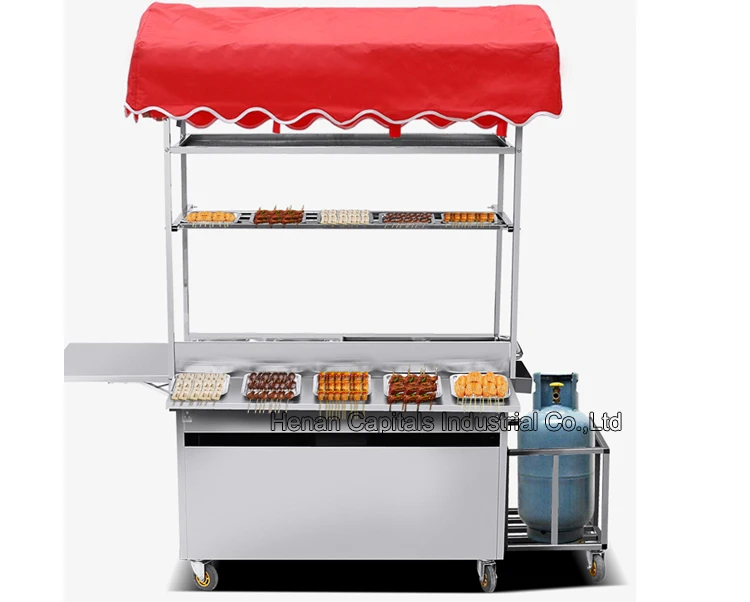hot dog cart with grill and refrigerator deep fryer cart snack machine deep frying cart