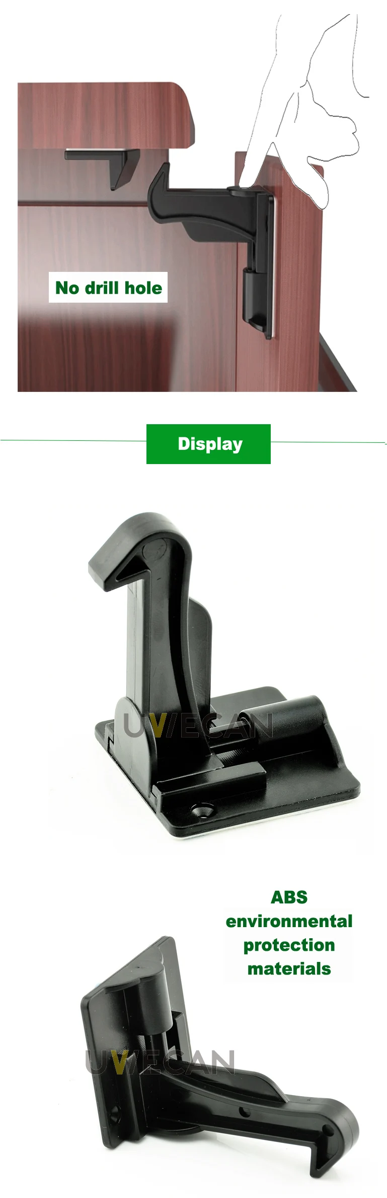 Cabinet Locks Child Safety Latches - Quick and Easy Adhesive Baby Proofing Cabinets Lock and Drawers Latch