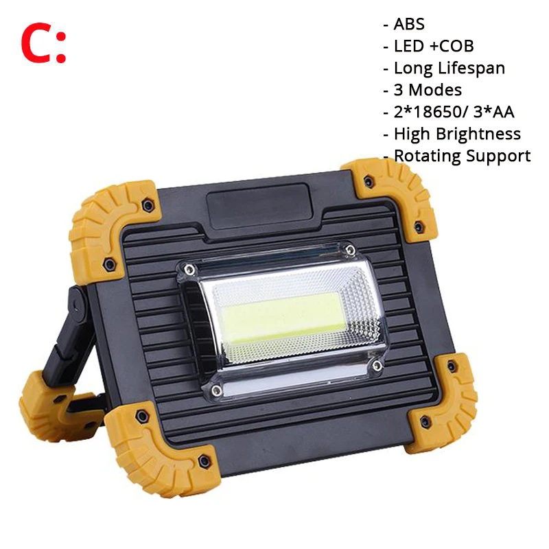 50W Portable Led Spotlight Super Bright USB Outdoor Camping Car Repair COB led Work Light Rechargeable