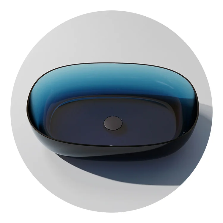 Minimalist Sink Bathroom Durable Clear Bathroom Products Resin Sink Counter Top Wash Basin colorful