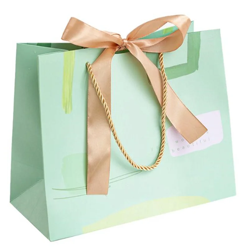 In Stock Wholesale Mini Gift Paper Bags Custom Your Own Logo Printed Luxury Gift Packaging Paper Shopping Bag With Handle