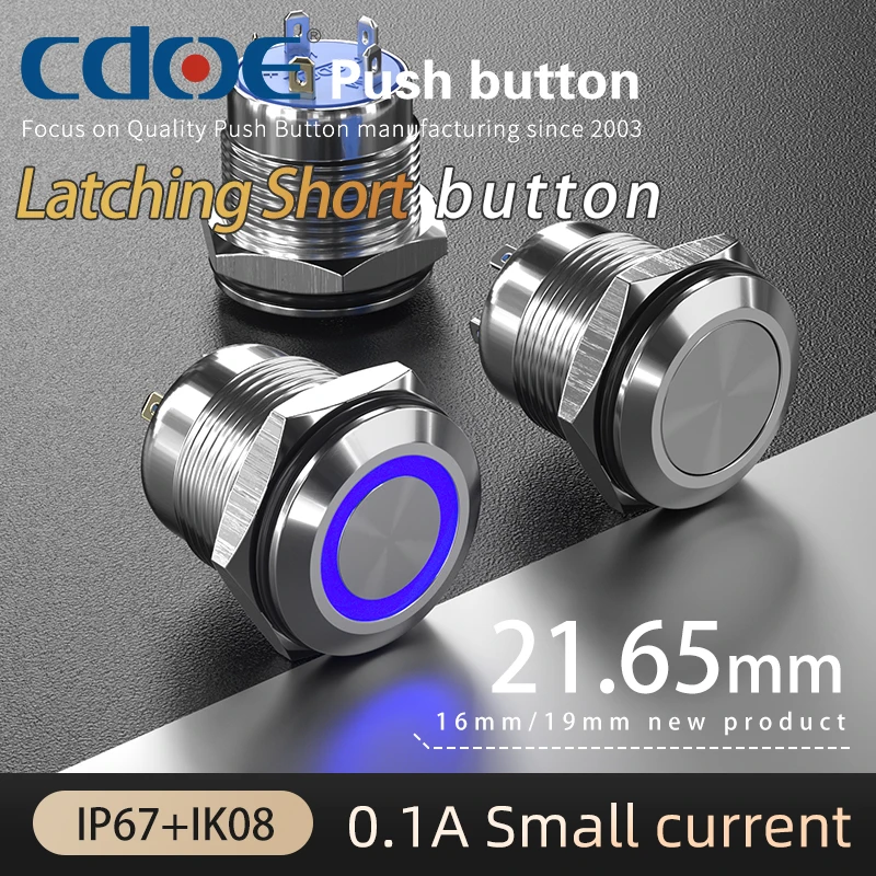 flat round 16mm pushbutton 1no1nc spdt small 12 volt led lights switch mini button ip67