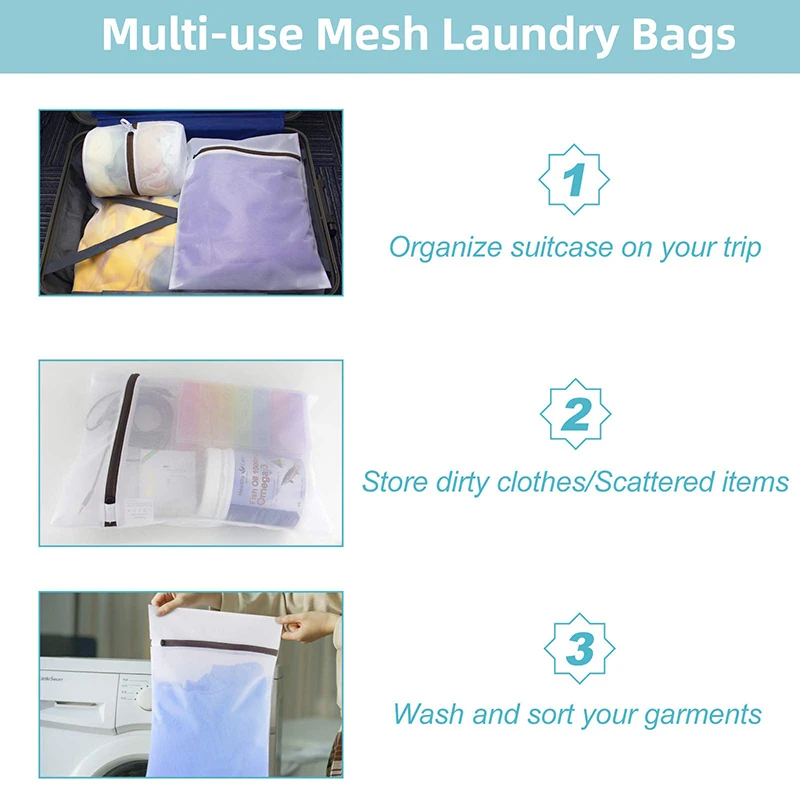 Custom Reusable Foldable Nylon Zipper Net Bra Socks Lingerie Underwear Laundry Mesh Bag Wash Laundry Bags for Washing Machine