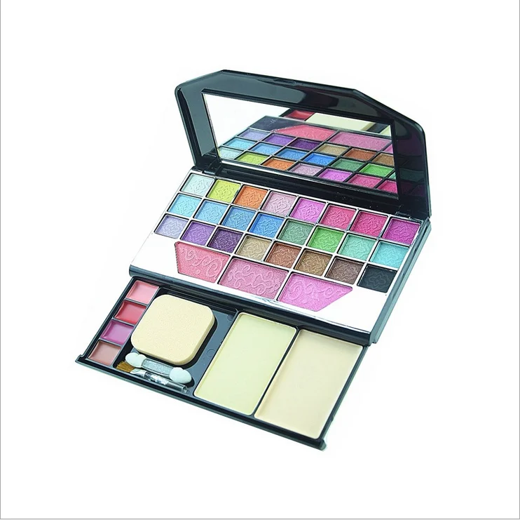 
33 colors waterproof long lasting blusher lip jelly matte glitter eyeshadow palette makeup set with brush and mirror 