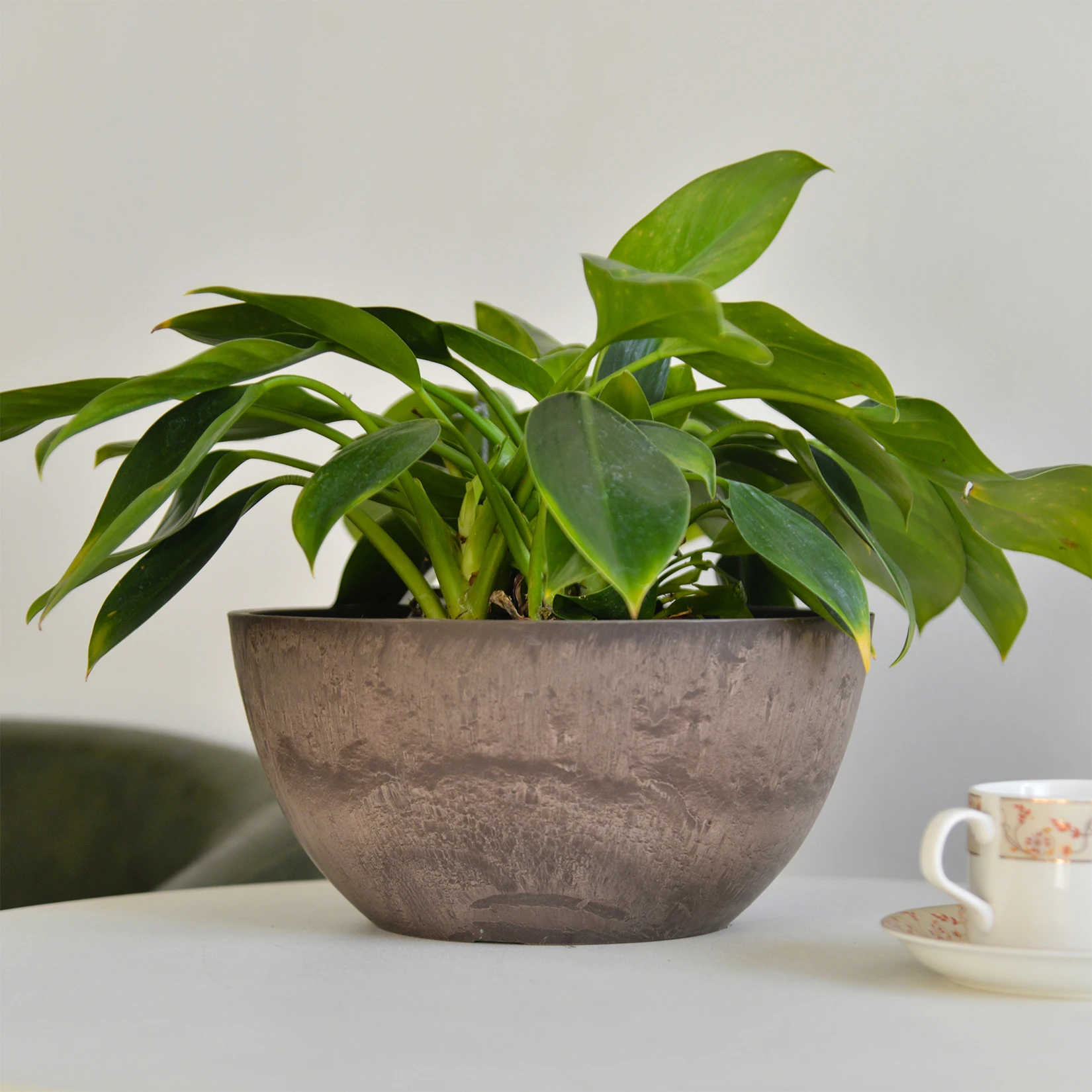 Natural stone pattern unbreakable Resin Flower Pot  Green Europe Style Time Lead Modern VASE Floor Garden Plant