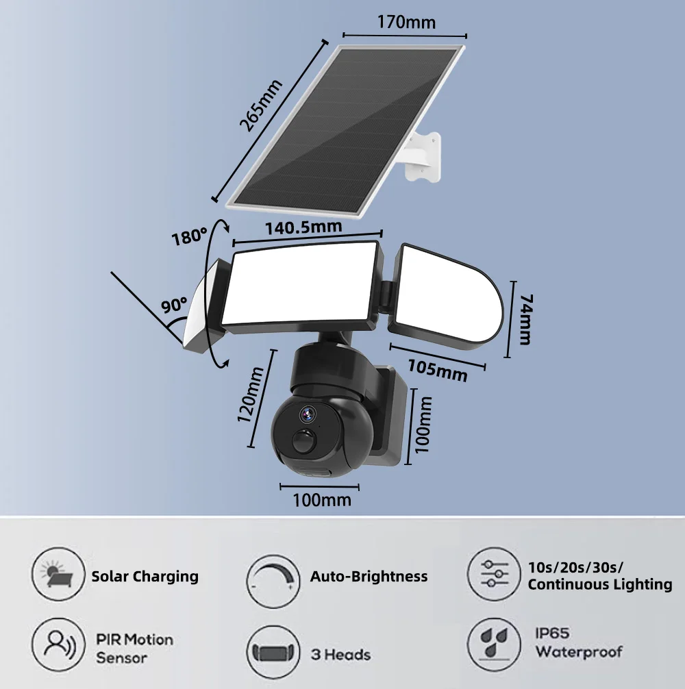 PIR Nightvision уличная Солнечная IP PTZ-камера 4 МП