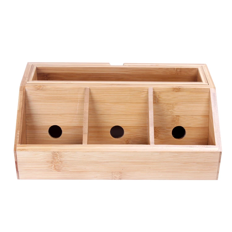 Eco-friendly bamboo office file holder storage phone holder