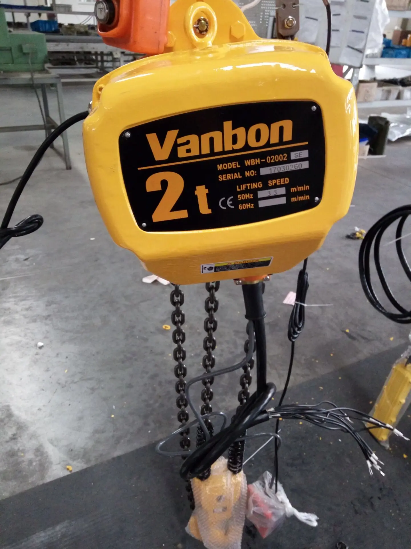 Vanbon top seller 2 ton dual speed with motorized trolley electric chain hoist for sale