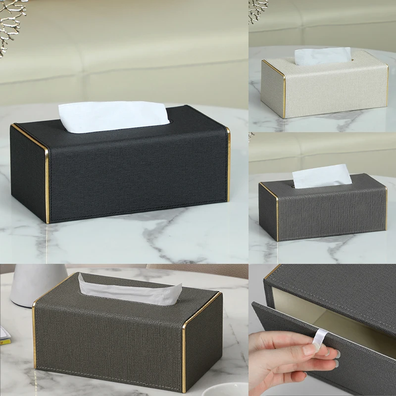 MAVOBO Luxury PU Leather Tissue Box Custom Logo for Hotel Home Decoration Leather Napkin Holder Tissue Box Holder