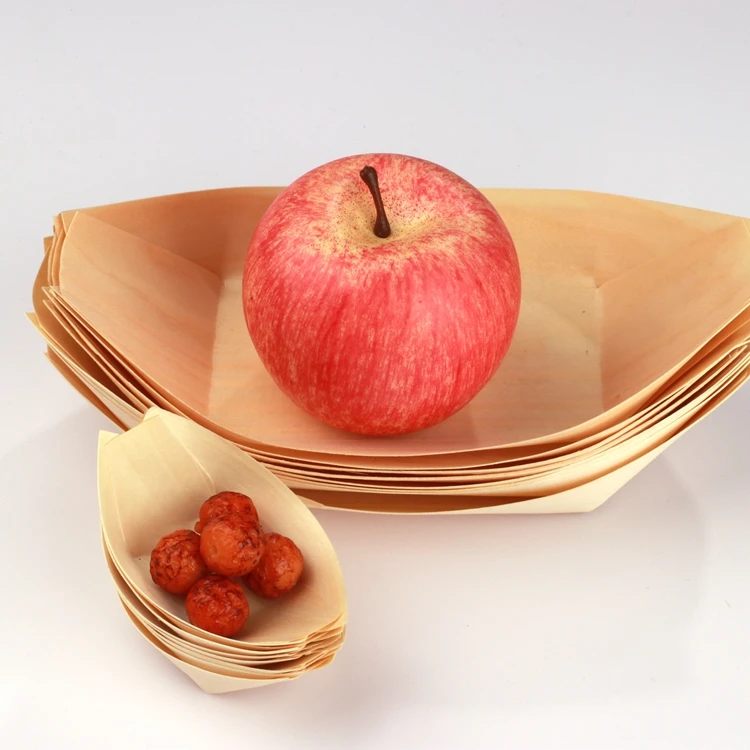 Biodegradable Disposable Wooden Mini Bamboo Sushi  Boat Food Tray For Kitchen