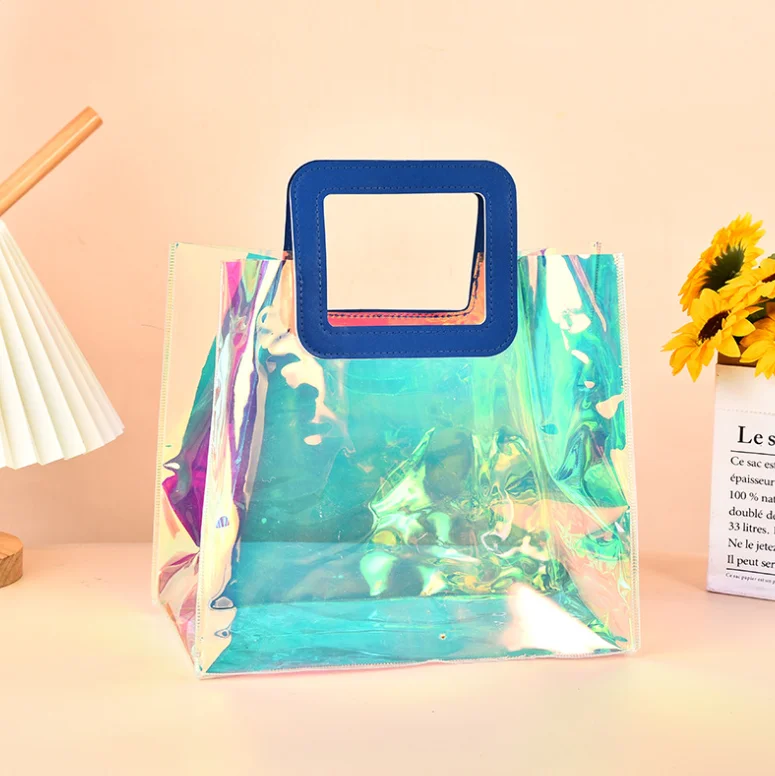 2024 Hot-selling PVC make up tote bag colorful gift shopping bag custom laser pvc bag