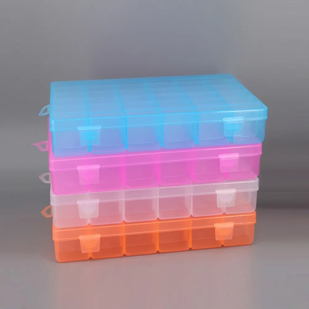 Good quality 36 Compartments Transparent Square Plastic Storage Box with Adjustable Dividers