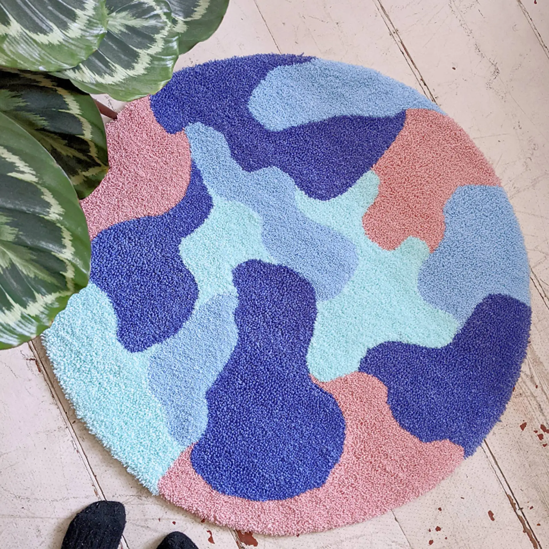 Tufted Microfiber Bath Mat for Bathroom Machine Washable Soft Absorbent Cute Round Bath Mat for Bathroom Sink