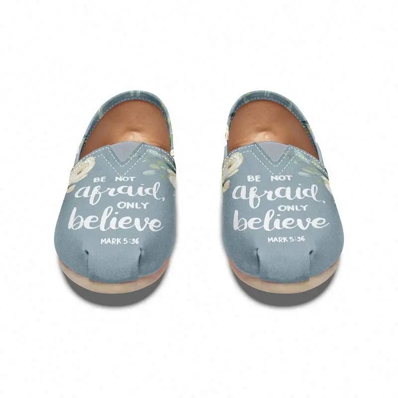 Custom Florals Pattern Loafers Slip on Canvas Lady Working Footwear Woman Casual Summer Flat Shoes