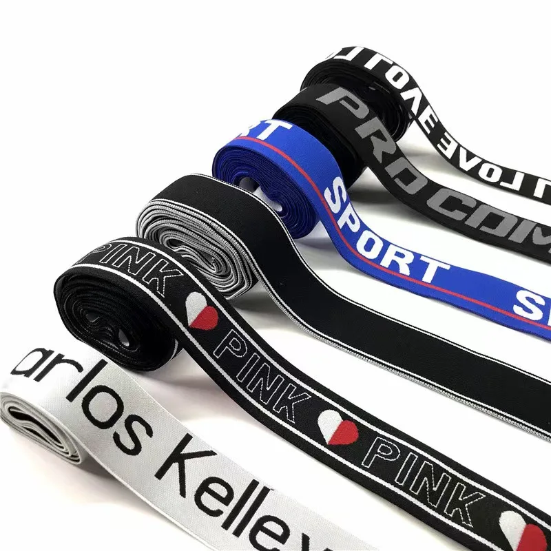 China Wholesale Jacquard Weave Elastic Band Screen Printing Fold Over Elastic Hair Bands