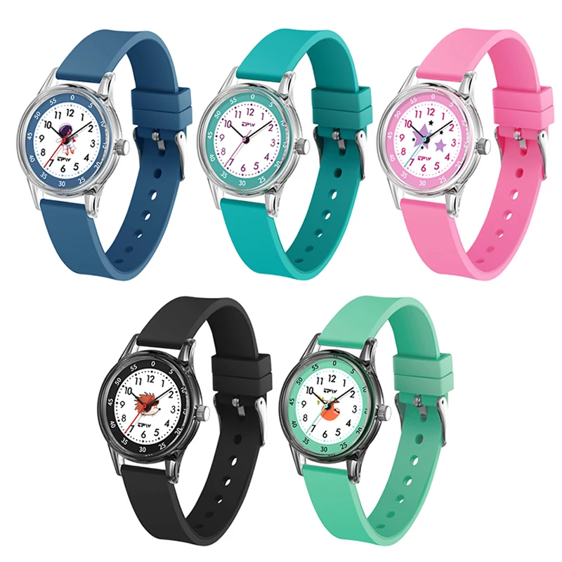 Wholesale Astronauts Star Animal Cartoon Design Children Students Plastic Silicone Wrist Quartz Watch For Kids