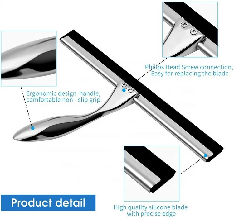 
Stainless Steel Squeegee Wiper Bathroom Shower Window Squeegee for Mirror/Glass/Car 
