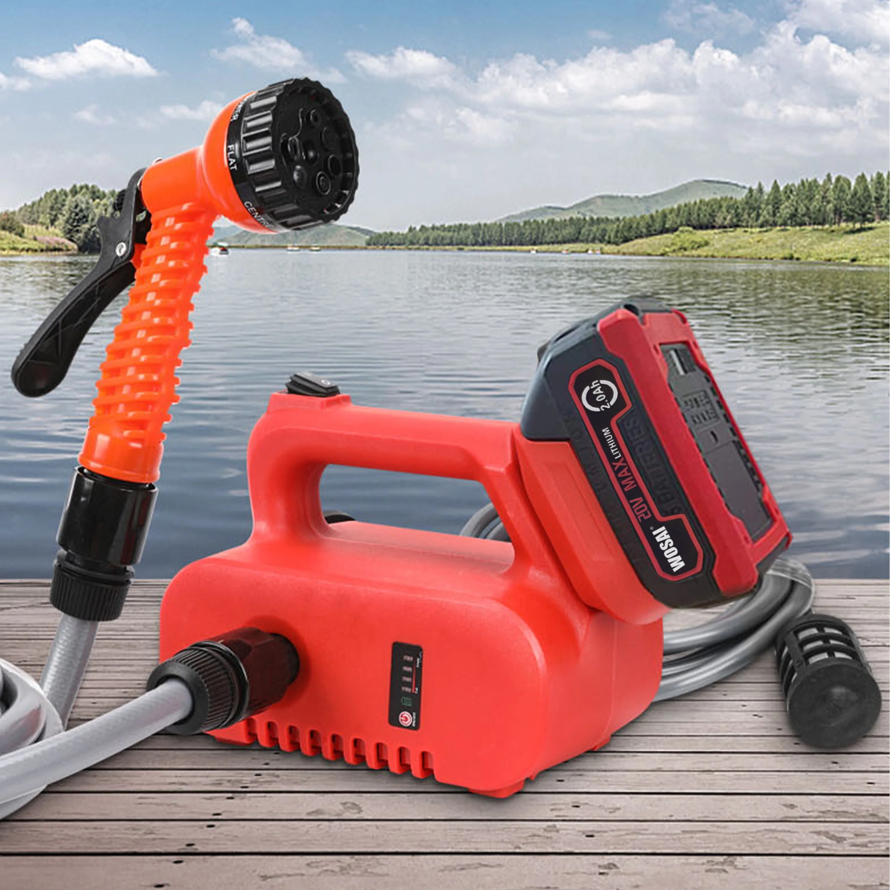 Cordless 20V WOSAI Rechargeable Auto agriculture water booster pump high pressure water pump for car wash