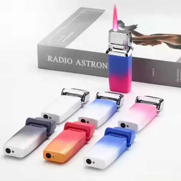 New Creative Gradient Women Gas Lighter Metal Windproof Red Flame Cigarette Lighter Cigarette Set Wholesale
