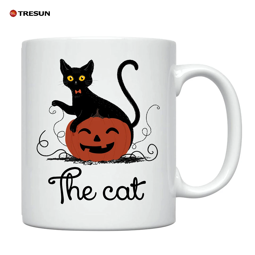 11 oz feline animated drawings cat lovers meow funny message novelty white ceramic mug cup for java hot tea